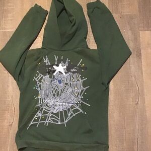 Green Spider Web Men's Hoodie